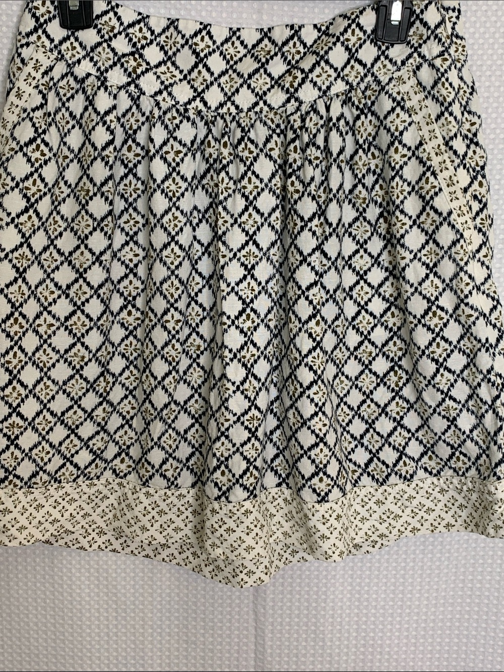 NWT linen blend Cottagecore Diamond-Print Mini Skirt in Navy and Cream size 8 - Picture 6 of 12